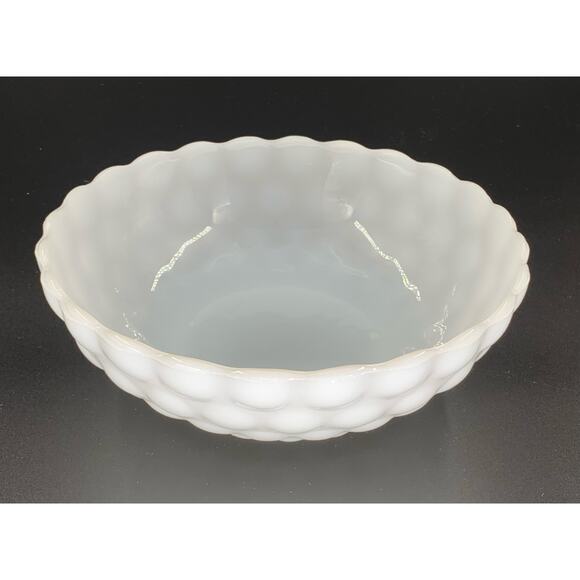 Anchor Hocking Milk Glass Bubble Bowl Pattern White Serving 3 Cup Vintage - Picture 3 of 7